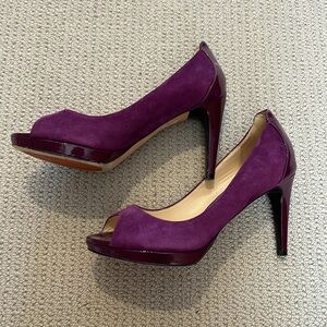 Cole Haan Suede patent peep toe pump with Nike Air technology